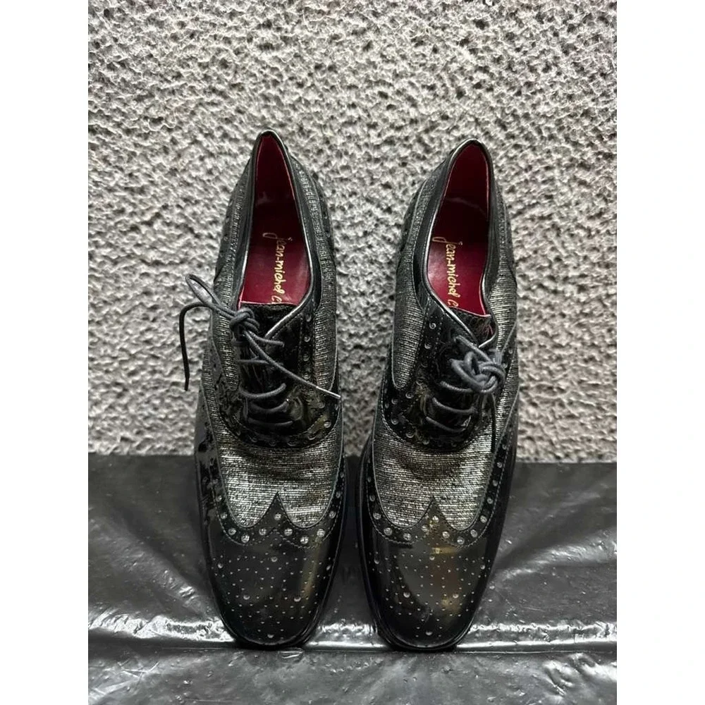 Jean-Michel Cazabat Lace-Up Leather Wingtip Oxfords Black Mens Size 41.5‎ EU